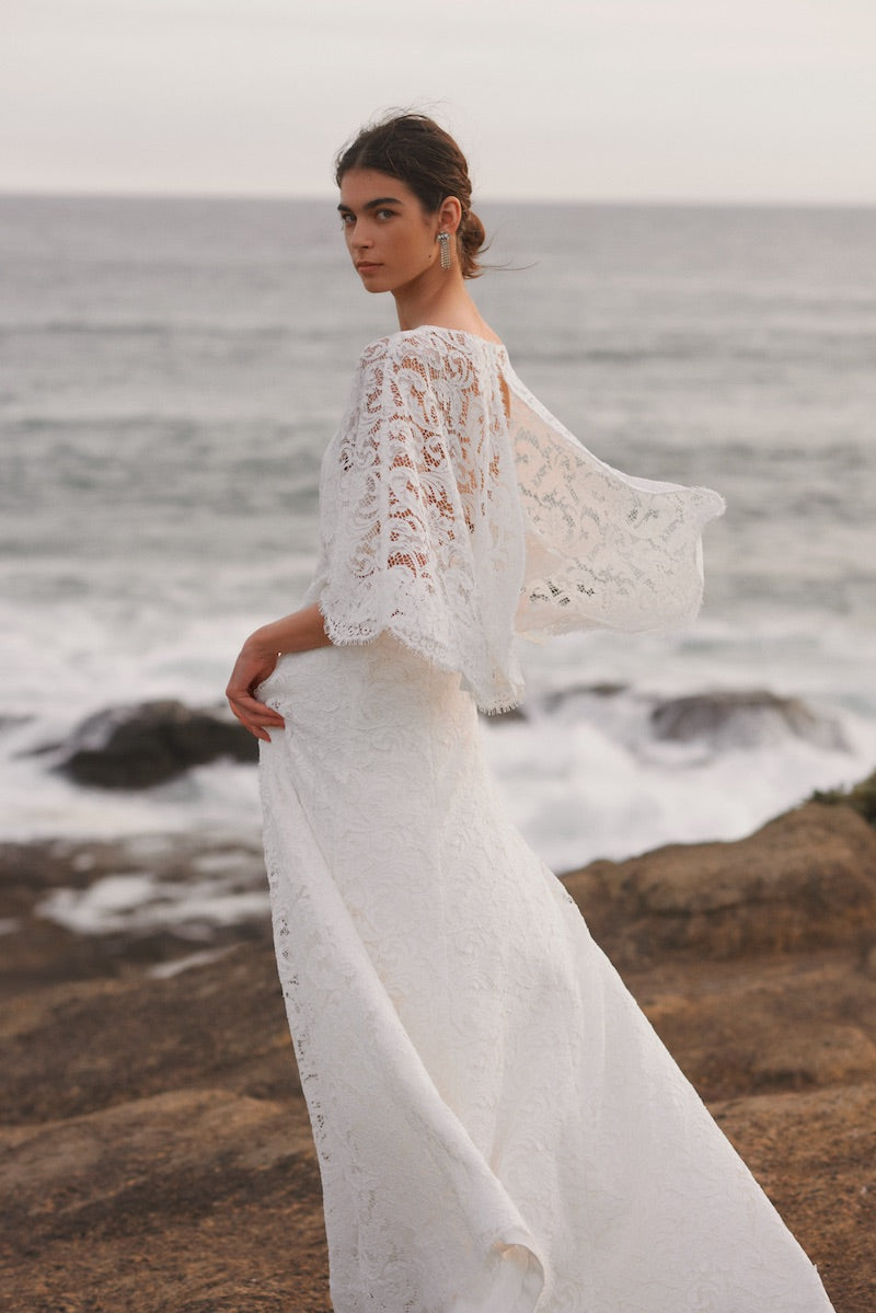 Lace Cascade Back Dress/SO