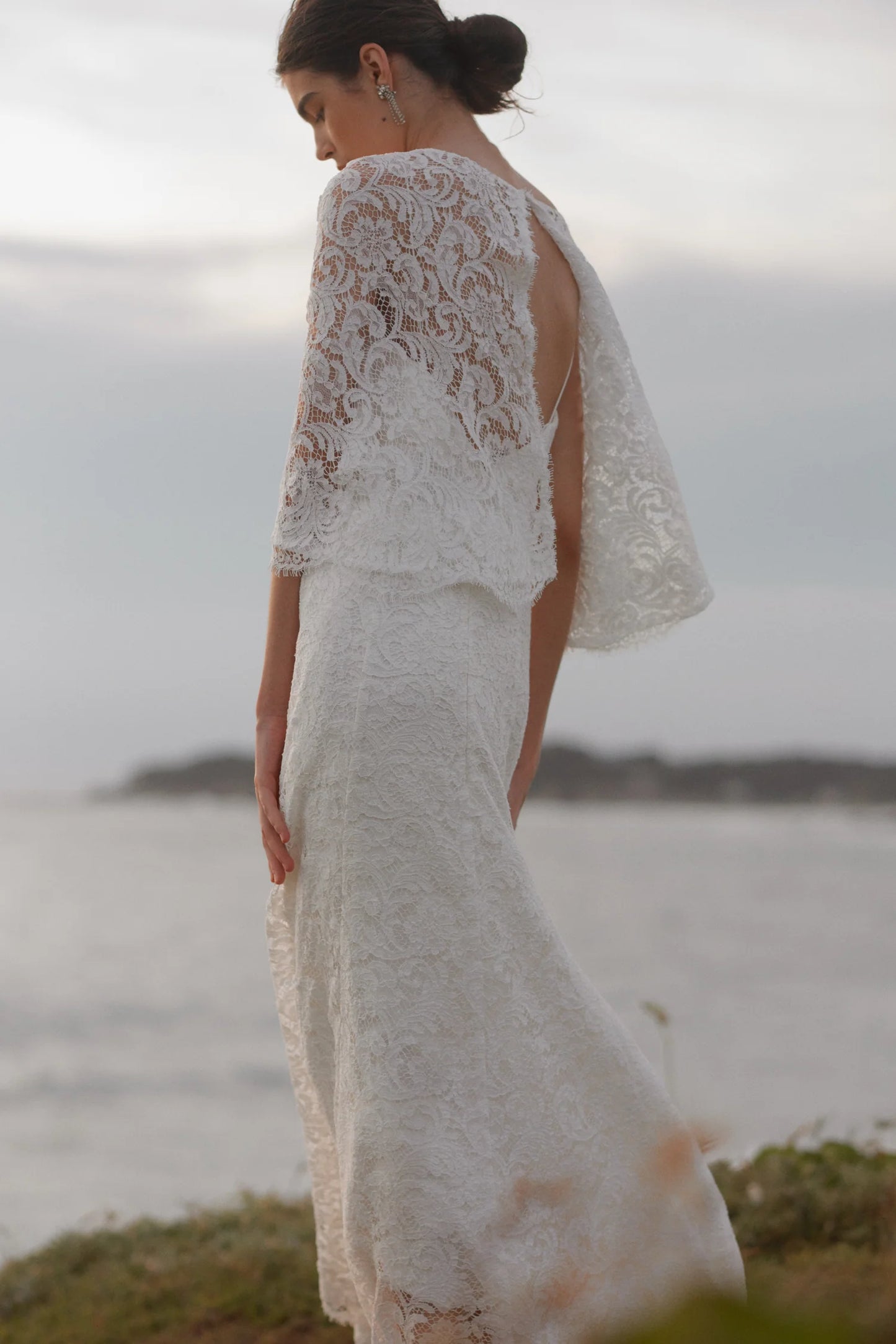 Lace Cascade Back Dress